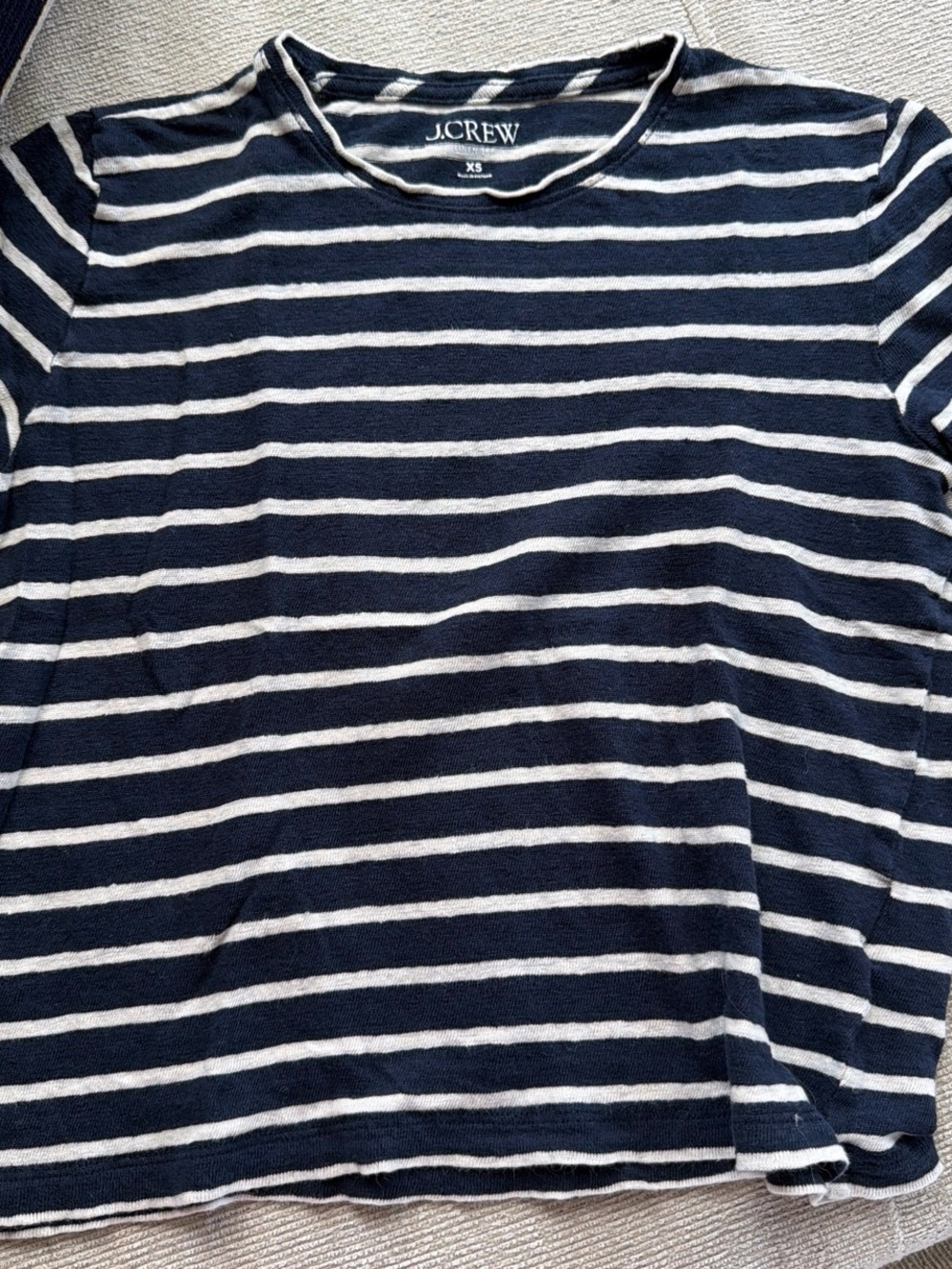 J. Crew Kids Navy and White Long Sleeve Striped Tee